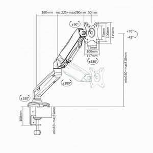 SBOX LCD-S012 Asztali dupla monitor tartó konzol, dönthető, forgatható, 13"-27", 100x100, max 6 kg kép