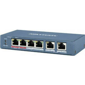 Hikvision Switch PoE - DS-3E0106HP-E (4 port 100Mbps, 60W, 2xRJ45 100Mbps) kép