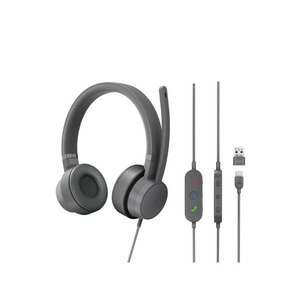 Lenovo GXD1C99243 fejhallgató és headset Vezetékes Fejpánt Hívás/zene USB C-típus Szürke (GXD1C99243) kép