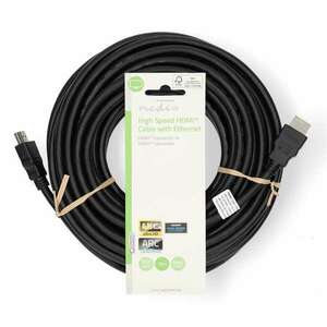 Nagy Sebességű HDMI ™ kábel Ethernet | HDMI™ Csatlakozó | HDMI™ Csatlakozó | 4K@30Hz | ARC | 10.2 Gbps | 15.0 m | Kerek | PVC | Fekete | Label kép