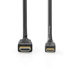 Nagy Sebességű HDMI kábel, HDMI apa / Mini HDMI apa, aranyozott, 4K@30Hz, 10.2 Gbps, 1.50 m, kerek, PVC, fekete kép