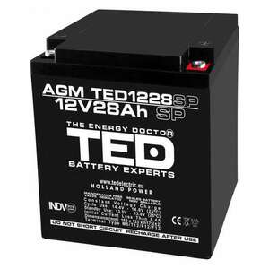 AGM VRLA 12V 28A akkumulátor, Speciális méretek: 165mm x 125mm x Ma, 175mm, M6, TED, Akkumulátor szakértő, Hollandia TED003430 (1) kép