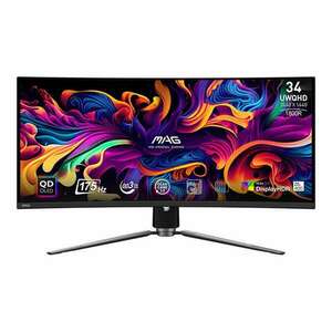 Msi monitor gaming mag 341cqp qd-oled ívelt 34" uwqhd 3440x1440, 1800r, 0, 03ms, 175hz, 2x hdmi, dp, usb-c, black MAG 341CQP QD-OLED kép