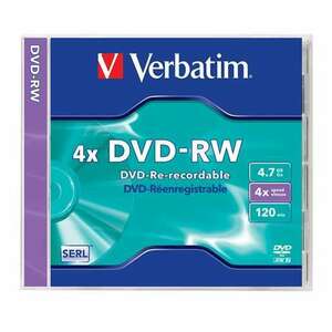 VERBATIM DVD-RW lemez, újraírható, 4, 7GB, 4x, 1 db, normál tok, VERBATIM kép