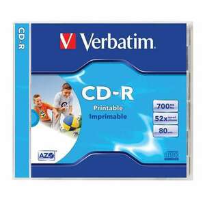 VERBATIM CD-R lemez, nyomtatható, matt, ID, AZO, 700MB, 52x, 1 db, normál tok, VERBATIM kép