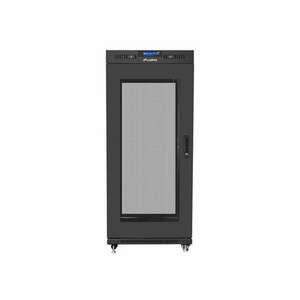 Lanberg 19" szabadon álló rack szekrény 27U/600X800 perforált ajtó, lapraszerelt, LCD kijelző, fekete V2 kép