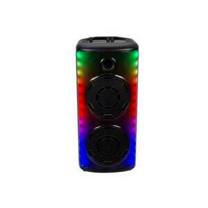 RGB Bluetooth hangszóró , party hangfal LED világítással , mikrofonnal , távirányítóval , 2 x 10 watt , USB , tölthető , 65 x 32 kép