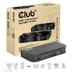 CLUB3D CSV-1382 KVM kapcsoló Fekete kép