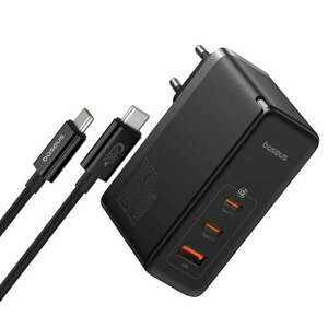 Baseus GaN5 Pro GaN charger 2x USB-C / USB-A 160W - black + USB-C - USB-C 240W cable - black kép