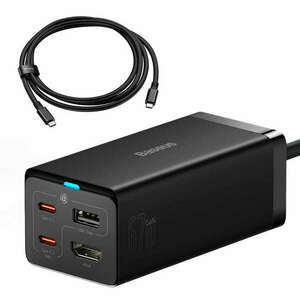 Baseus fast charger GaN5 Pro HUB HDMI 2 x USB-C / USB-A / HDMI 4K 30Hz 1.5m black + USB-C cable - USB-C 100W 40Gb/s (USB4) 1m (CCGP110201) kép