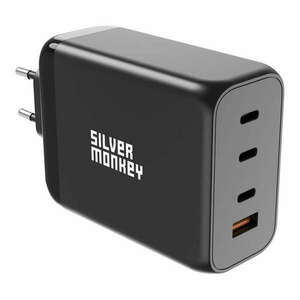 Silver Monkey SMA153 200W GaN charger 3xUSB-C PD USB-A QC 3.0 - black kép