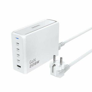 Dudao A228EU GaN charger 1x USB-A 4x USB-C PD 228W - white kép