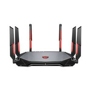 MSI RADIX AXE6600 WIFI 6E TRI-BAND vezetéknélküli router Gigabit Ethernet Kétsávos (2, 4 GHz / 5 GHz) Fekete, Vörös kép