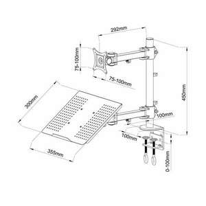 ART L-23 13-27" LCD TV/Monitor Asztali Tartó Notebook állvánnyal Fekete kép