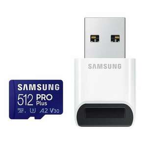 512GB microSDXC Samsung PRO+ (2021) U3 A2 V30 + kártyaolvasó (MB-MD512KB/WW) kép