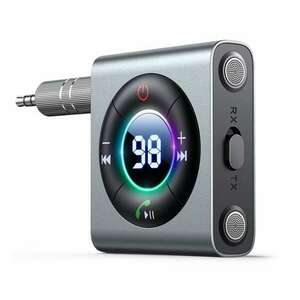 JOYROOM bluetooth FM transmitter 3.5mm jack aljzat (v5.3, 300mAh, AUX, microSD kártyaolvasó) SZÜRKE kép