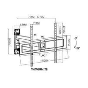 TB 754E 37"-70" LCD TV/Monitor fali tartó - Fekete (1 kijelző) kép