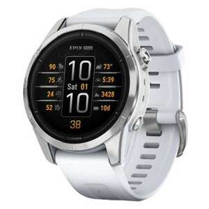 Garmin Epix Pro (Gen 2) okosóra 42 mm, ezüst, fehérkő szilikon szíjjal (010-02802-01) kép