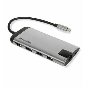 Verbatim 49142 dokkoló állomás és port replikátor USB 3.2 Gen 1 (3.1 Gen 1) Type-C Fekete, Ezüst kép