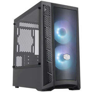 COOLER MASTER Ház Mini Tower ATX MASTERBOX MB311L ARGB + Kontroller + 2db Ventilátor, Tápegység nélkül, Üvegfalú, fekete kép