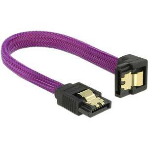 Delock SATA cable 6 Gb/s 10 cm down / straight metal purple Premium (83693) kép