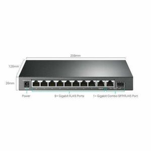 TP-Link Switch PoE - TL-SG1210MPE (10 port 1Gbps; 8x at/af PoE port; 123W; 1x SFP) kép