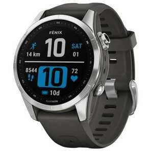 Garmin Fenix 7S okosóra ezüst, grafit színű szilikon szíjjal (010-02539-01) kép