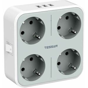 4 Plug + 3 USB 1, 5 m Switch (TS-302-DE) kép