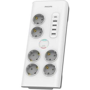 6 Plug + 4 USB 2 m Switch (SPN7060WA/58) kép