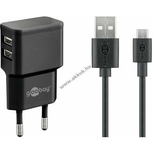 Goobay Micro USB töltő készlet 2, 4A, 2 USB porttal és USB kábellel 1m kép