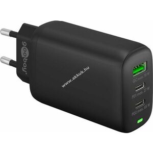 USB-C Power Delivery 3 portos gyorstöltő, 65W, fekete - Kiárusítás! kép