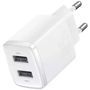 Töltő Baseus Compact Quick Charger, 2x USB, 10.5W (white) kép