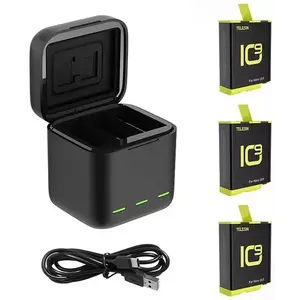 Töltő Telesin 3-slot charger box for GoPro Hero 9 / Hero 10 + 3 batteries (GP-BNC-902-B) kép