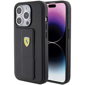 Tok Ferrari FEHCP15XGSPSIK iPhone 15 Pro Max 6.7" black hardcase Grip Stand Metal Logo (FEHCP15XGSPSIK) kép