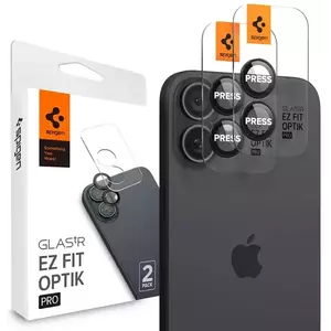 TEMPERED KIJELZŐVÉDŐ FÓLIA Spigen Glass tR EZ Fit Optik Pro 2 Pack, black - iPhone 16 Plus (AGL07921) kép