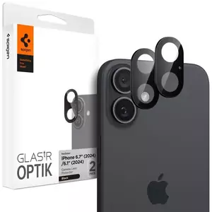 TEMPERED KIJELZŐVÉDŐ FÓLIA Spigen Glass tR Optik 2 Pack, black - iPhone 16/16 Plus (AGL07922) kép