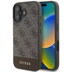 Tok Guess GUHCP16SG4GLBR iPhone 16 brown HC PC/TPU 4G PU Bottom Stripe (GUHCP16SG4GLBR) kép