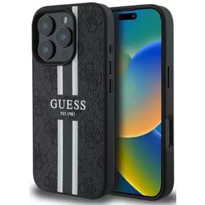 Tok Guess GUHMP16LP4RPSK iPhone 16 Pro black MagSafe 4G Printed Stripes (GUHMP16LP4RPSK) kép