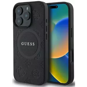 Tok Guess GUHMP16LPSAPSMEK iPhone 16 Pro 6, 3" black HC MagSafe Safiano Peony Classic Logo (GUHMP16LPSAPSMEK) kép