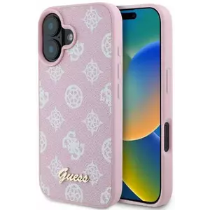 Tok Guess GUHMP16SPGPYSP iPhone 16 pink HC MagSafe PU Peony Script (GUHMP16SPGPYSP) kép