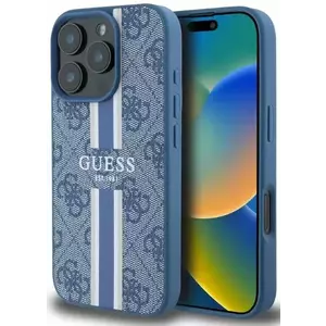 Tok Guess GUHMP16XP4RPSB iPhone 16 Pro Max blue MagSafe 4G Printed Stripes (GUHMP16XP4RPSB) kép