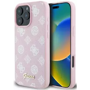 Tok Guess GUHMP16XPGPYSP iPhone 16 Pro Max pink HC MagSafe PU Peony Script (GUHMP16XPGPYSP) kép