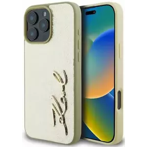 Tok Karl Lagerfeld KLHCP16XPFMFBKMD iPhone 16 Pro Max gold HC Wrinkled PU Metal Signature (KLHCP16XPFMFBKMD) kép