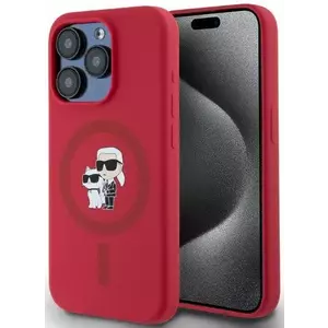 Tok Karl Lagerfeld KLHMP15LSCMKCRHR iPhone 15 Pro 6.1" red HC MagSafe Silicone KC Heads Ring (KLHMP15LSCMKCRHR) kép