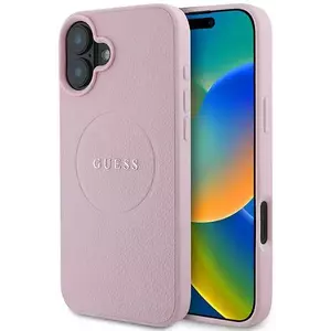 Tok Guess GUHMP16MPGHSMMP iPhone 16 Plus 6.7" pink hardcase Grained Gold Ring MagSafe (GUHMP16MPGHSMMP) kép