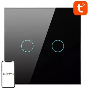 Kapcsoló Avatto TS02-EU-B2 Double TUYA WiFi Touch Light Switch (black) kép