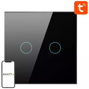 Kapcsoló Avatto ZigBee Touch Light Switch ZTS02-EU-B2 Double TUYA (Black) kép