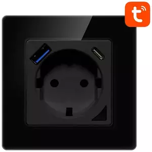 Avatto N-WOT10-USB-B USB and USB-C TUYA Smart WiFi Wall Socket (Black) kép