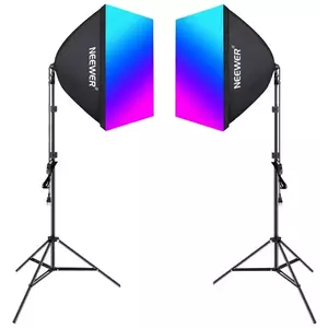 A fény Neewer Kit NK800 two softboxes + bulbs RGB 24W 2700-6500K + tripods + barndoors kép