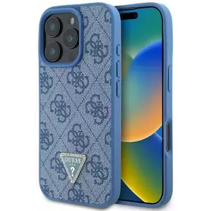 Tok Guess GUHCP16LP4TDPB iPhone 16 Pro 6.3" blue hardcase Leather 4G Triangle Strass (GUHCP16LP4TDPB) kép